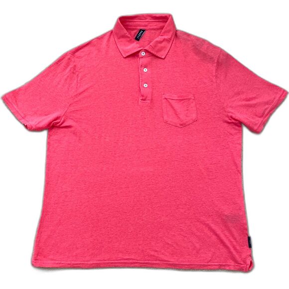 04651/ A Trip in a Bag NWT Mens Large Linen Polo Shirt Slim Fit Coral Retail 279 - Picture 1 of 6